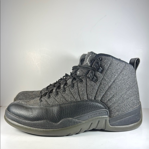 Air Jordan 12 Retro Wool Size Men's High-Top Sneakers Grey